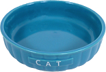 Kattendrinkschotel steen ribbel blauw 14 cm